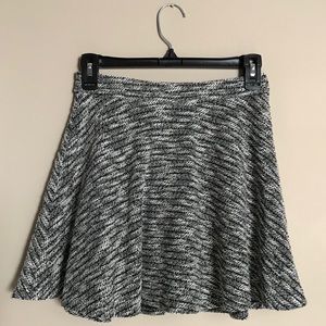 Black and White Knit Skater Skirt